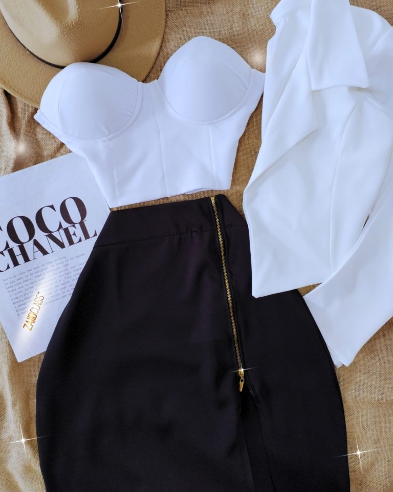 Set de bustier bleizer y falda